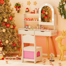 Load image into Gallery viewer, Kids Vanity Set Pretend Play Dressing Table Set with 3-Color Lighting Modes
