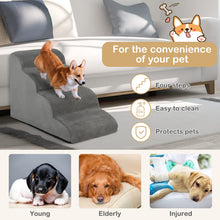 Load image into Gallery viewer, 4 Steps Dog Stairs Non-Slip Pet Ladder with Removable Cover Gray
