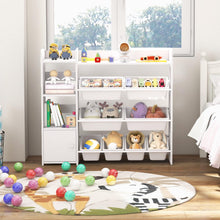 Load image into Gallery viewer, Toy Storage Organizer, 4 Tiers Kids Bookshelf and Toy Storage Unit with 8 Bins

