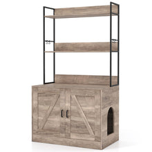 Load image into Gallery viewer, Modern Cat Litter Box Enclosure Cabinet with 3-Tier Shelves Metal Frame
