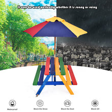 Load image into Gallery viewer, Wooden Children Garden Table and Bench Set with Removable Umbrella
