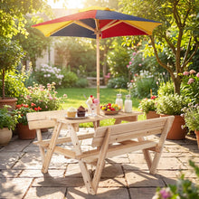 Load image into Gallery viewer, Kids Picnic Table Bench Set, Children 4 Seat Activity Play Table with Removable &amp; Folding Umbrella
