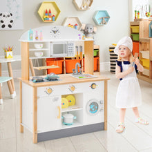 Load image into Gallery viewer, Wooden Kids Play Kitchen, Chef Pretend Toy Kitchen with Clock
