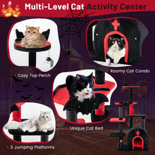 Load image into Gallery viewer, Gothic Cat Tree 134cm Tall Cat Tower with Cat Bed for Indoor Kitten and Adult Cat

