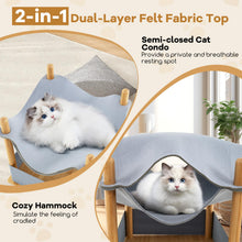 Load image into Gallery viewer, Elevated Cat Bed, 2-tier Bamboo Frame Cat House with Dual-Layer Felt Fabric Top
