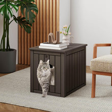 Load image into Gallery viewer, Hidden Cat Litter Box Enclosure with Flip Front Door and Raised Floor
