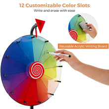 Load image into Gallery viewer, 16Inches Spinning Wheel Game with 12 Slots Color Prize Wheel Tripod
