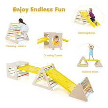 Load image into Gallery viewer, 5 in 1 Kids Climbing Set, Wooden Toddler Climber with 2 Ramps, 2 Triangle Ladders &amp; 1 Cube
