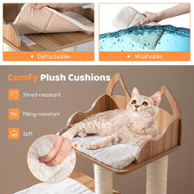 Load image into Gallery viewer, Wooden Cat Tree, 122cm Tall Indoor Cat Tower with 2-floor Condo, Cute Top Perch
