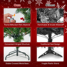 Load image into Gallery viewer, 6.5 FT Artificial Xmas Tree with 909 PVC Branch Tips and 420 Warm White LED Lights
