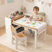 Load image into Gallery viewer, Children's Craft Play Desk Set with Paper Roll, Bookshelf
