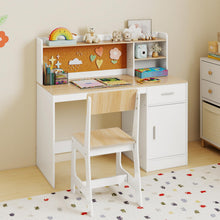 Load image into Gallery viewer, Kids Study Desk and Chair Set with Shelves and Storage Cabinet

