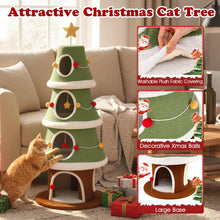 Load image into Gallery viewer, Christmas Tree Shape Cats Tower with Condos
