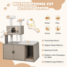 Load image into Gallery viewer, Cat Tree with Litter Box Enclosure Wooden Cat House Furniture
