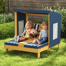 Load image into Gallery viewer, Kids Double Sun Lounger, 2-Seater Garden Lounge Chair with Canopy
