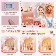Load image into Gallery viewer, Kids Vanity Set Pretend Play Dressing Table Set with 3-Color Lighting Modes
