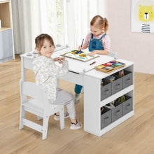 Load image into Gallery viewer, Kids Wooden Toddler Craft Easel Desk with 2-Tier Open Shelf
