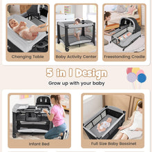 Load image into Gallery viewer, 5 in 1 Portable Nursery Center with Bassinet and Cradle
