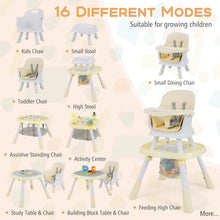 Load image into Gallery viewer, 16-in-1 Convertible Baby High Chair with Removable Tray and 5-Point Harness
