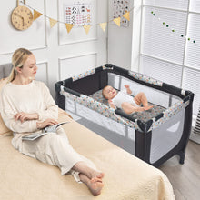 Load image into Gallery viewer, 2-in-1 Foldable Baby Playpen with Lockable Wheels and Mattress
