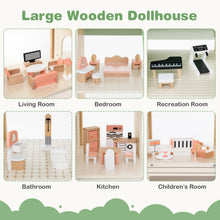Load image into Gallery viewer, Kids Dollhouse, 3-Storey Wooden Dolls House with 6 Simulated Rooms
