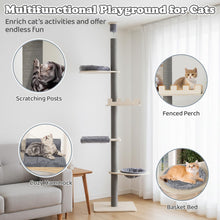 Load image into Gallery viewer, Floor to Ceiling Cat Tree, 5 Tier Tall Cat Tower with 236-271cm Adjustable Height
