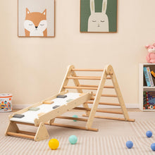 Load image into Gallery viewer, 3-in-1 Pikler Triangle Climbing Set with Dual-Side Ramp and Adjustable Climbing Triangle
