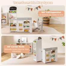 Load image into Gallery viewer, Kids Grocery Store Playset Convertible with Shopping Cart and Movable Checkout Belt
