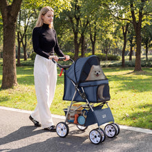 Load image into Gallery viewer, Pet Stroller, 4 Wheels Foldable Dog Pushchair Cat Pram with Adjustable Canopy
