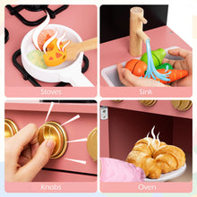 Load image into Gallery viewer, Kids Play Kitchen Set with Door Curtain and Stoves and Apron
