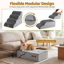 Load image into Gallery viewer, Dog Steps for Bed, 4/5-Step Modular Dog Stairs with Non-slip Bottom
