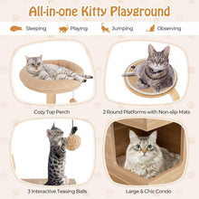 Load image into Gallery viewer, Wooden Cat Tree, 129cm Tall Cat Tower

