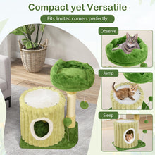 Load image into Gallery viewer, Small Cat Tree, Green Cat Tower with Private Cat Condo
