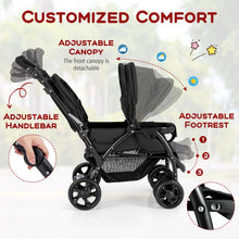 Load image into Gallery viewer, Double Seat Stroller with Adjustable Push Handle and Foot Rest
