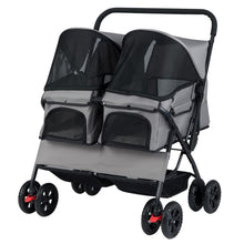 Load image into Gallery viewer, Double Pet Stroller, Foldable Dog Travel Pushchair Cat Buggy with 2 Carriers
