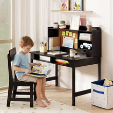 Load image into Gallery viewer, Wooden Study Table with Storage Hutch &amp; Open Shelves
