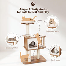 Load image into Gallery viewer, 4-Tier Wooden Cat Tree for Climbing Sleeping
