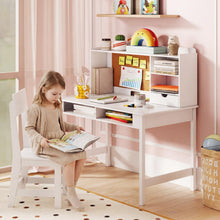 Load image into Gallery viewer, Wooden Study Table with Storage Hutch &amp; Open Shelves
