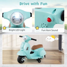 Load image into Gallery viewer, Kids Electric Motorbike, 6V Battery Powered Licensed Vespa Motorcycle with Training Wheels
