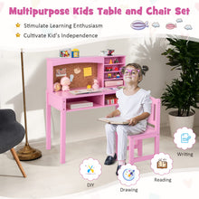 Load image into Gallery viewer, Wooden Kids Desk and Chair Set with Hutch for Studying and Reading
