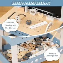 Load image into Gallery viewer, Kids Wooden Play Workbench with Blackboard and Tool Parts Set
