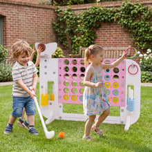Load image into Gallery viewer, Height Adjustable Drop-4 Game with Ring-toss, Basketball, Golf Club, Balls

