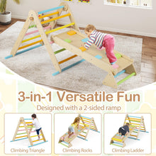 Load image into Gallery viewer, 3-in-1 Pikler Triangle Climbing Set with Dual-Side Ramp and Adjustable Climbing Triangle
