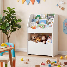 Load image into Gallery viewer, Toy Storage Organizer, 3-Tier Kids Bookcase with Rolling Drawer

