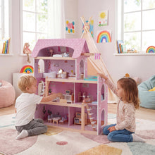 Load image into Gallery viewer, Wooden Dollhouse with 33 PCS Furniture Accessories for Girls and Boys
