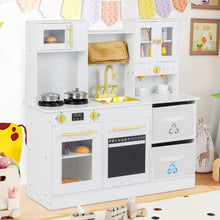 Load image into Gallery viewer, Wooden play kitchen with stove and sounds childrens kitchen with sink
