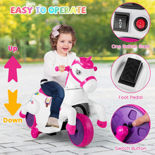 Load image into Gallery viewer, Kids Electric Motorbike, 12V Ride on Unicorn with Training Wheels
