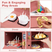 Load image into Gallery viewer, Play Kitchen for Kids Wooden Kitchen Playset with Stoves Faucet
