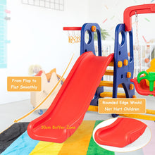 Load image into Gallery viewer, Toddler Swing and Slide Set, 4-in-1 Children Climber and Swing Set with Basketball Hoop
