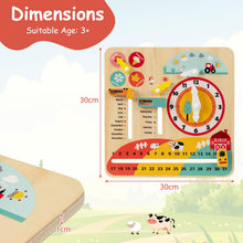 Load image into Gallery viewer, Daily Calendar Wooden Toy with Clock and Seasons
